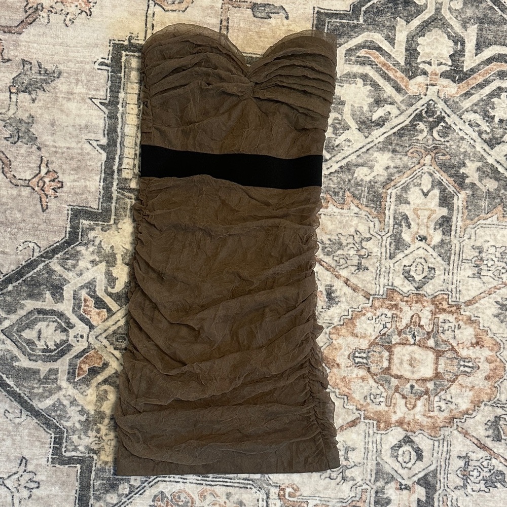 Moda international Strapless Olive Green Dress